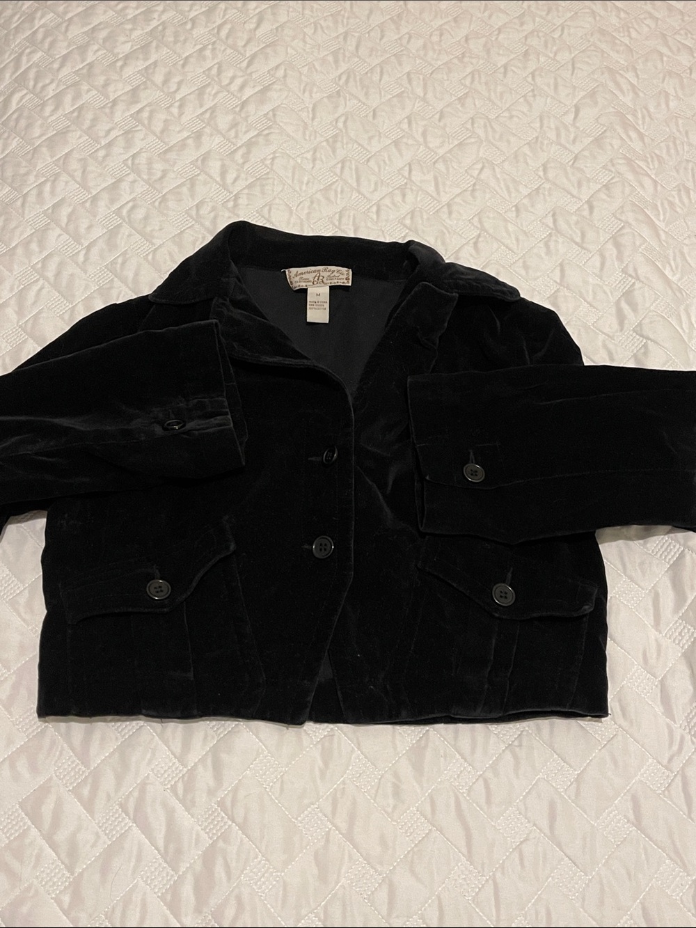 American Rag Black Velvet Cropped Blazer